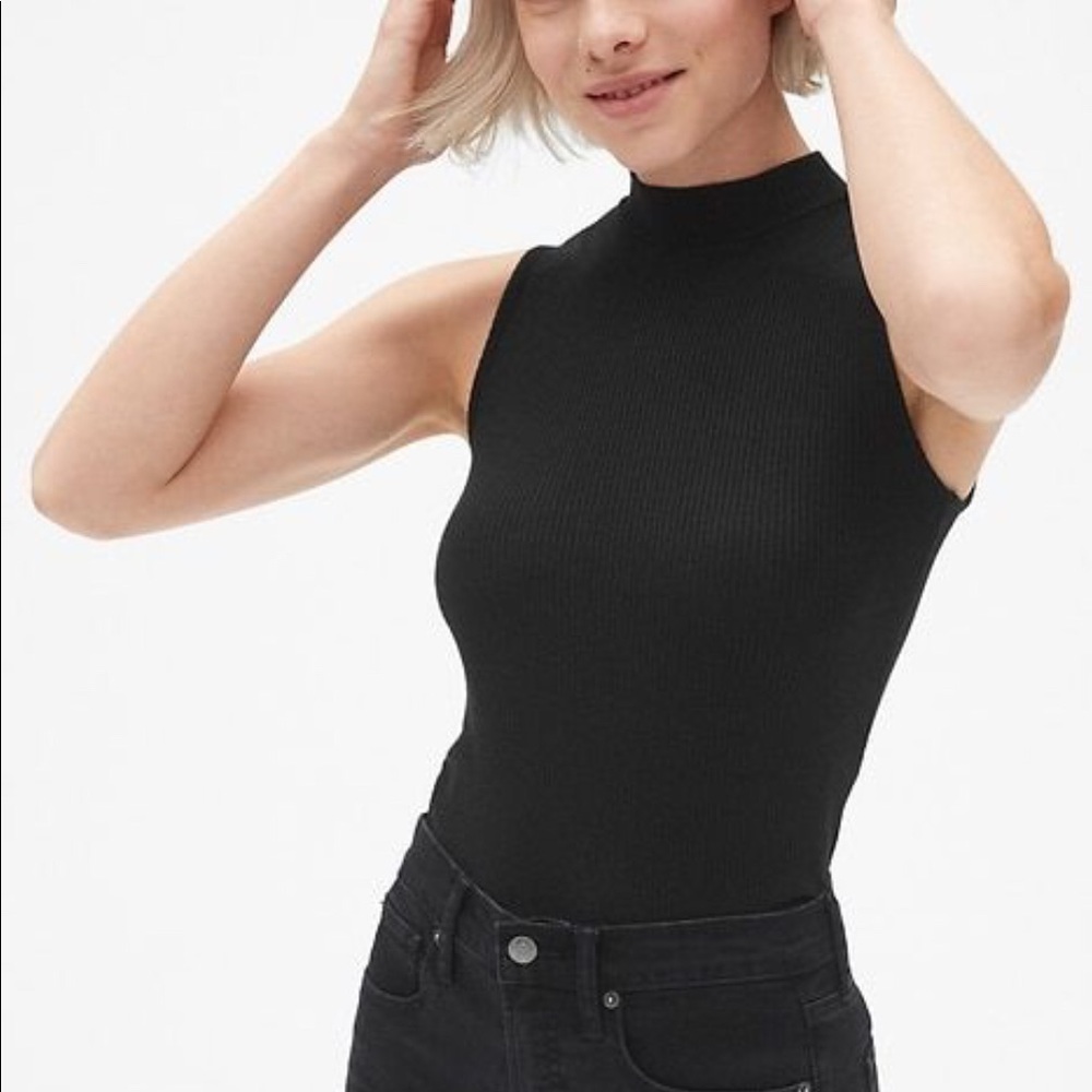 Black mock neck tank.
